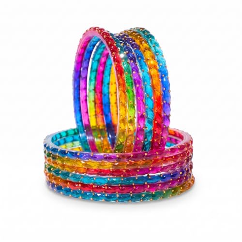 Image of Raindrop Crystal Glass Bangles, Pack of 12