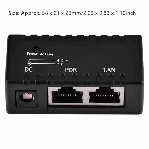 POE Splitter Adapter, POE Injector Adaptador Power Over Ethernet para red LAN (Negro) miniatura 4