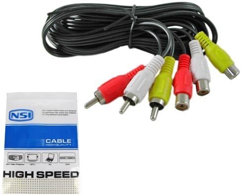 NSIcable 3 RCA Male to Female Extension Cable 10 Feet-3.0 M