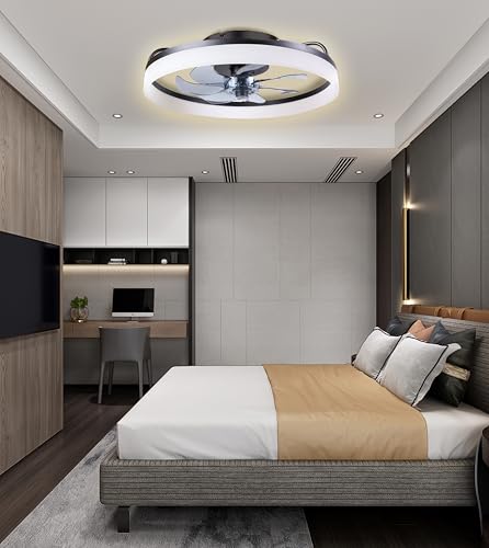 FancyMay Ceiling Fans with Lights and Remote, 20'' Low Profile Ceiling Fan, 3000-6000K Dimmable...