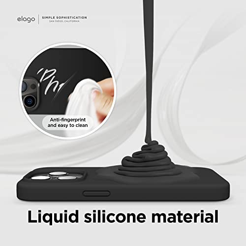 Image of elago Compatible with iPhone 14 Pro Max Case, Liquid Silicone Case, Full Body Protective Cover, Shockproof, Slim Phone, Anti-Scratch Soft Microfiber Lining, 6.7 inch (Black).