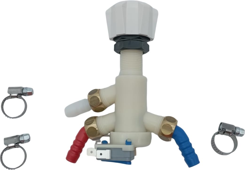 CR-MOESANCO Kit Mando Grifo Ducha Bajo Mesa Mezclador con 3 Abrazaderas de Acero Inoxidable para Caravana, Autocaravana, Barco o Camper, Termoplástico, Resistente hasta 80°C, Orificio Montaje 20mm