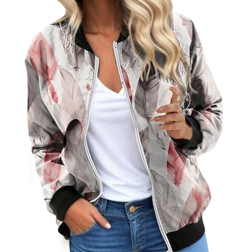 Veste décontractée pour femme avec motif floral élégant et col montant