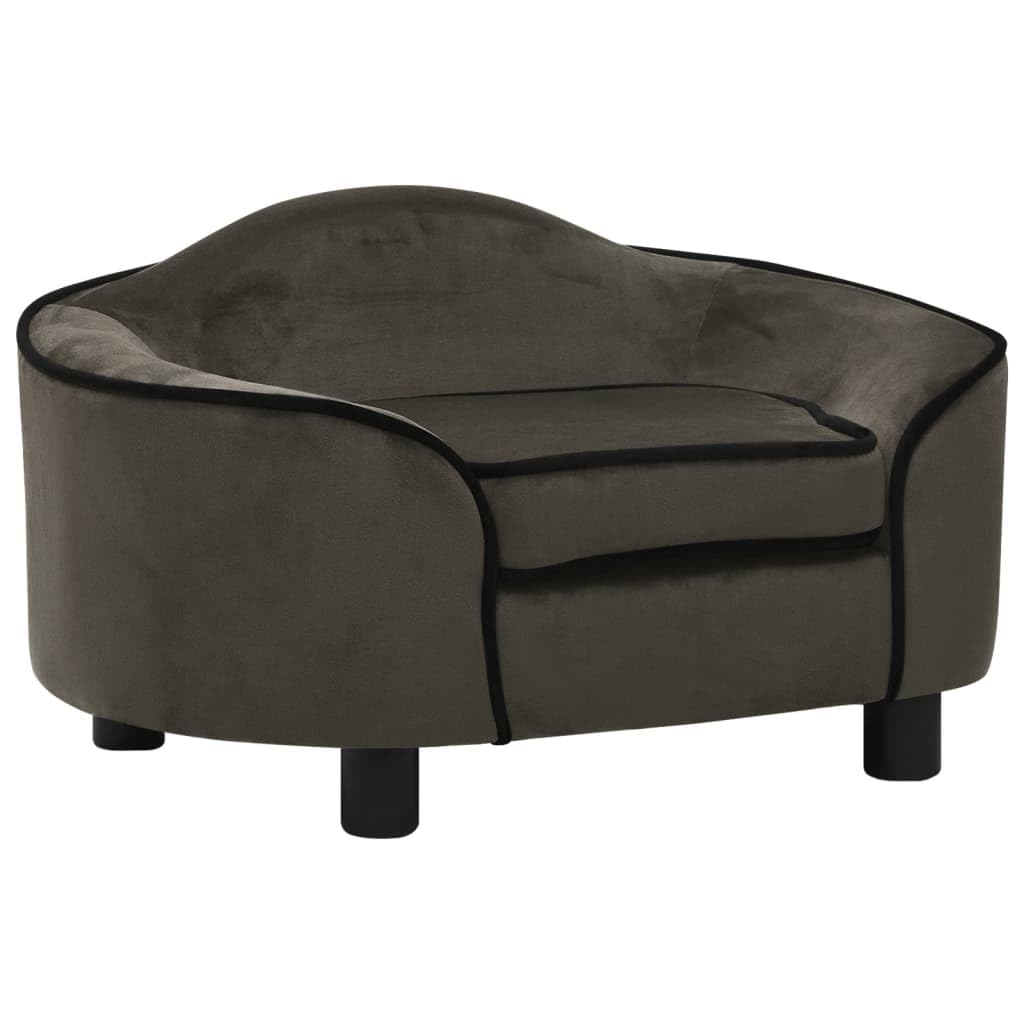 vidaXL Plush Pet Sofa in Dark Grey - Wooden Frame with Soft Cushion, Anti-Slip Design - Suitable for Dogs, Cats, and Other Small Animals