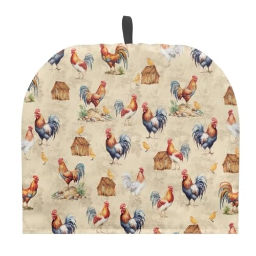 Youngerbaby Cute Roosters Print Tea Pot Cover Insulation and Keep Warm Stain Resistant Decorative Tea Cosy Breakfast Warmer with Hanging Loop for Home Kitchen