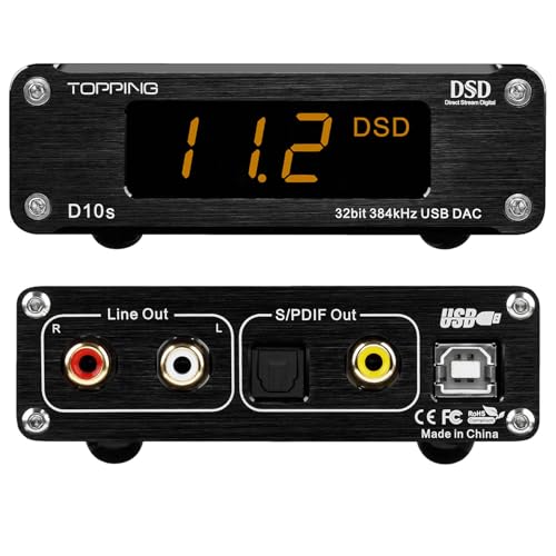 Topping D10s HiFi USB DAC - ES9038Q2M DAC XMOS XU208 PCM384kHz DSD256 Hi-Res Audio Desktop Decoder for PC Black