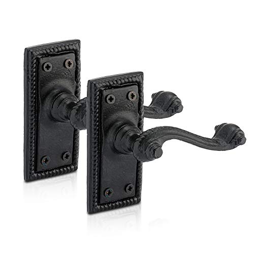 XFORT Juego de manijas de puerta de estilo georgiano, color negro antiguo antiguo y negro adornado para puertas, juego de manijas de puerta negro, manijas de puerta interior vintage [1 par] Cover