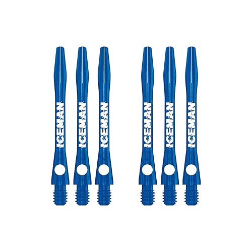 RED DRAGON Gerwyn Price Iceman Logo Blue Aluminium Short Stems - 3 Sets per Pack (9 Stems in Total)