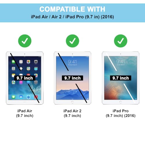 Image of CEDO Smart Case for iPad Air /Air 2 / iPad Pro 9.7 in (2016) Tri-Fold Flip Folio Cover | Pencil Holder | Auto Wake-Up /Sleep Mode | Multi View Angles Stand TPU Backcover (Black)