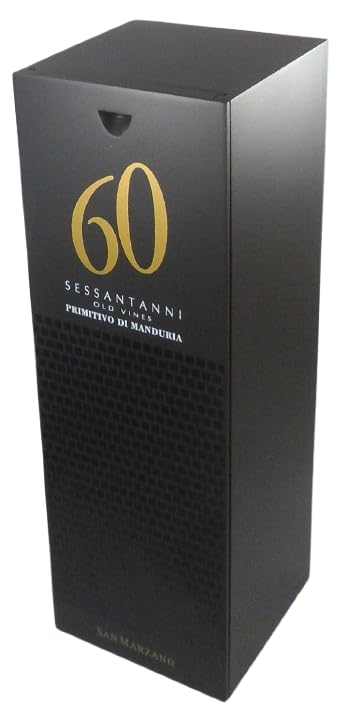 Sessantanni Primitivo di Manduria DOC 2019 Magnum in edler Holzkiste von Feudi di San Marzano, trockener Rotwein aus Apulien