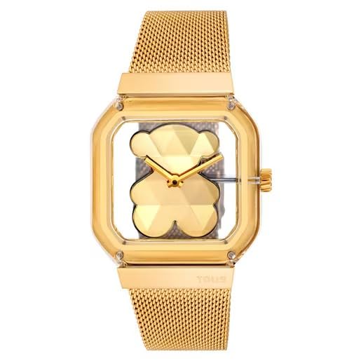 TOUS Reloj analógico con Brazalete de Acero D-Bear Party (Dorado)