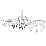 藤栄(FUJIEI) 干し分けランドリー アルミハンガー 40ピンチ ブルー | ランドリー 角ハンガー ピンチハンガー 引っ張るだけ 簡単 時短 ドアにかけられる 室内干し 軽量