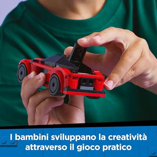 City Auto Sportiva Rossa - Macchina Giocattolo da Corsa, Giochi Educativi per Bambini e Bambine da 5 Anni in su - Idee Regalo per Compleanni e Feste - Include Minifigure e Accessori - 60448 - Lego - Immagine 4