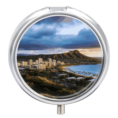 Hawaii Skyline Diamond Head Volcano �s���{�b�N�X �X���[�����^���s���P�[�X ���z�܂��̓|�P�b�g�p 3�R���p�[�g�����g �s���I�[�K�i�C�U�[ ���킢���g���x���s���{�b�N�X �|�[�^�u���s���R���e�i�z���_�[ �r�^�~�� ����