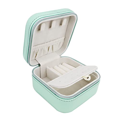 BareTulip PU Leather Travel Small Portable Mini Travel Jewelry Organizer for Rings Necklaces Earrings and Lipstick Green