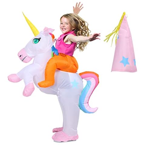 FunsLane Halloween Unicorn Inflatable Kid Costume, Fancy Dress Blow Up Costumes for 120-150cm Boys Girls Cover