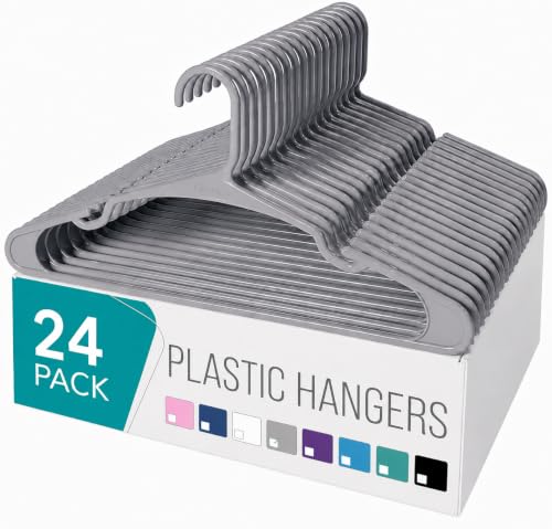 Image of Golden Bird Pack of 24 Premium Plastic Hanger Clothes Hangers for Hanging, Elevate Your Wardrobe Organization Space Saving Clothes Hangers for Wardrobe Ultra Slim Closet Hangers for Shirts,Pants