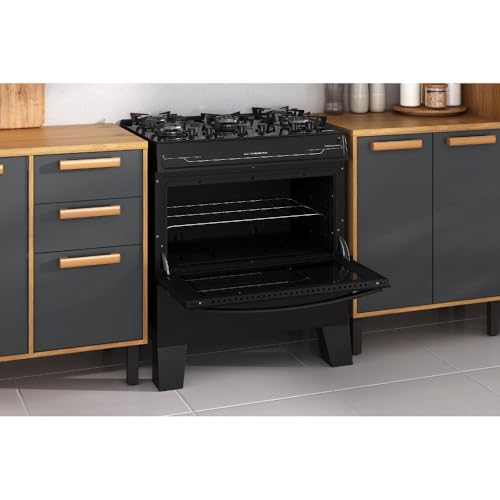 Fogão Itatiaia 5 Bocas Electra Glass Plus Preto Bivolt