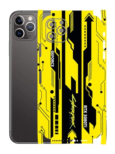 Image of AtOdds - Full Body Back Screen Guard Protector Film - Lamination Wrap Skin Sticker for iPhone 11 Pro Max | Scratchproof Matte Finish (Design - Yellow Cyberpunk)