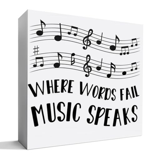 ZODGMED Music Lover Wooden Sign, 5 x 5 inches, Modern Music-Themed Decorative Sign for Home, Kitchen, Coffee Shop; Wall Mount or Free-Standing