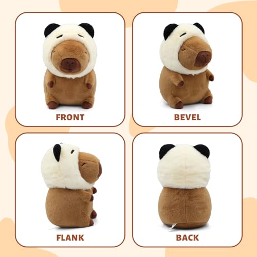 Image of Cute Capybara Plush Wear Panda Hat, Kawaii Soft Capybara Plushie Pillow, 14 inch Capybara Stuffed Animal Hugging Gifts for Kids Adults (Panda Capybara)