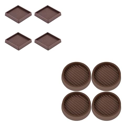 2" Round 4 Pack 3" Square 4 Pack Rubber Caster Cups, Non Slip Furniture Pads, Anti-Slip Gripper, Anti Skid Furniture Feet, Anti Slide Floor Protector for Bed Couch Table Chair Stoppers Cover