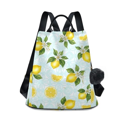 Sac à dos bleu doux aquarelle lemons à fermeture éclair antivol et poches multiples