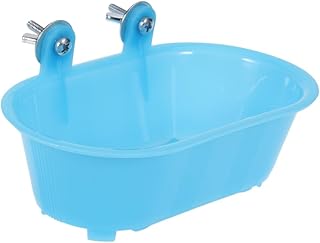 MARMERDO Brinquedos de banho pequenos periquitos pequenos brinquedos de pássaro banho de pássaro com espelho papagaio banheira periquito banho para gaiola pele de tigre azul acessórios de peônia suprimentos para pássaros piscina para animais de estimação