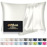 Mulberry Silk Pillow Cases Standard Size, Silk Pillowcase for Hair and Skin, Anti Acne Cooling Sleep Both Sides Natural Silk Satin Pillow Covers with Hidden Zipper, Gifts for Women Men, Ivory