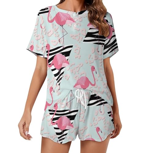 Pyjama femme manches courtes Triangle Flamant douceur et relaxation