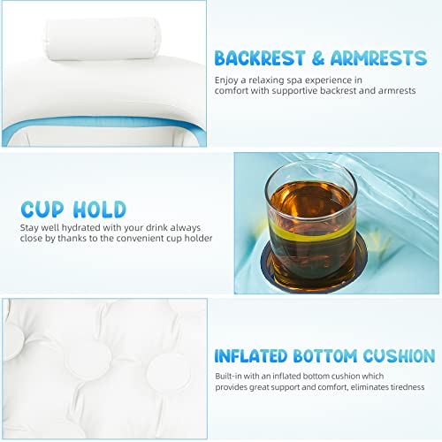 Inflatable Bathtub Adult with Electric Air Pump, Indoor or Outdoor Portable Foldable Bath Tub and Ice Bath Tub, Freestanding Blow Up Bathtub with Bath Pillow Headrest for Adults Spa, 63