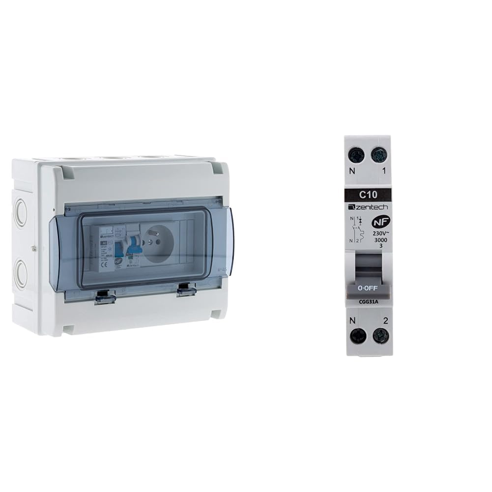Zenitech-Coffret électrique étanche IP65 8 modules équipé livré avec accessoires - Zenitech & Disjoncteur PH/N 10A NF