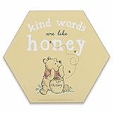 Open Road Brands Disney Winnie the Pooh Kind Words Are the Honey Wood Wall Decor - Cute Winnie the Pooh Decoration for Kitchen, Bedroom or Office