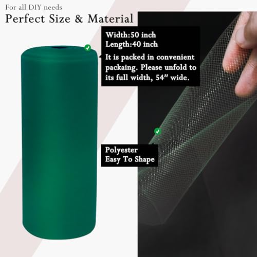 Image of Hunter Green Tulle Fabric Rolls 54 Inch by 40 Yards Tulle Bolt Spool for Wedding Decorations DIY Tutu Baby Shower Table Skirt Ceiling Decor Birthday Party Craft Supplies