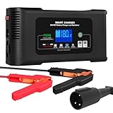 Golf Cart Battery Charger, 36 Volt 18 AMP/48 Volt 13 Amp Large Screen Golf Cart Charger for Club Car Golf Carts with 3 Pin Round Plug, Lithium, LiFePO4, Lead-Acid AGM/Gel/SLA Smart Battery