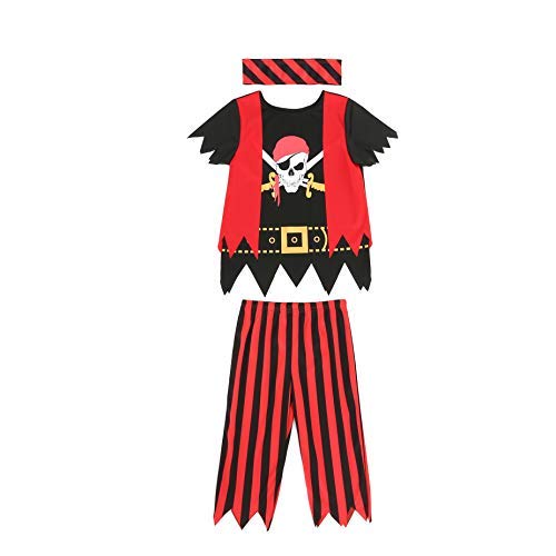 Rabtero Trajes de piratas infantiles, trajes de rol de piratas de lujo para niños, vestidos de princesa piratas de lujo para niñas, trajes y accesorios de piratas infantiles de 3-10 años