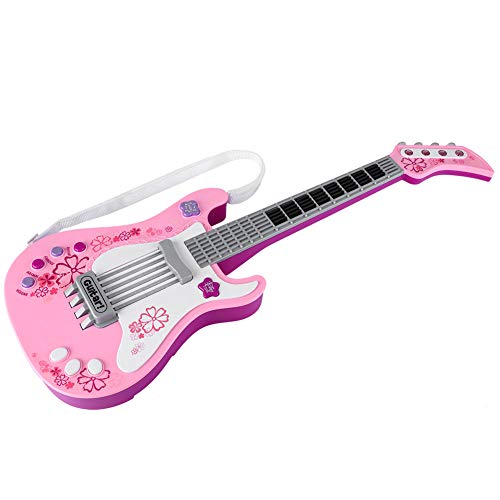 Tuwei Bassgitarre, Musikinstrument 4 Tierlieder 4 Dynamische Rhythmen Gitarrenspielzeug für für Gitarre (PINK)