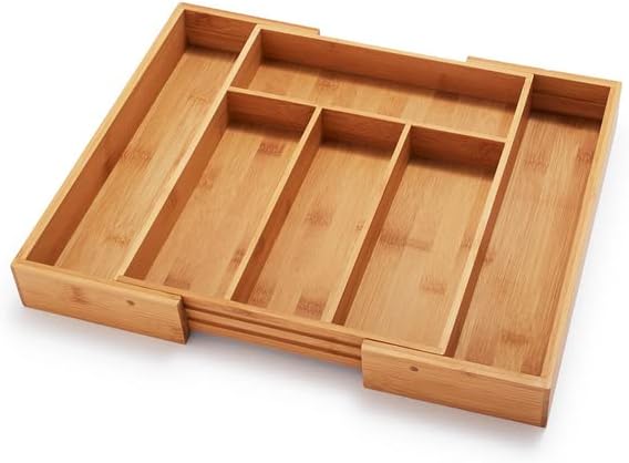 Miniatura 4 de Sur La Table Bandeja de cubiertos de bambú expandible, marrón