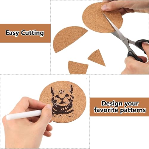 Image of 20 Pcs Coaster Set, Coasters, Cork Sheet, Round Absorbent Heat Resistant Non-Slip DIY Coasters for Home Decor and Craft Projects