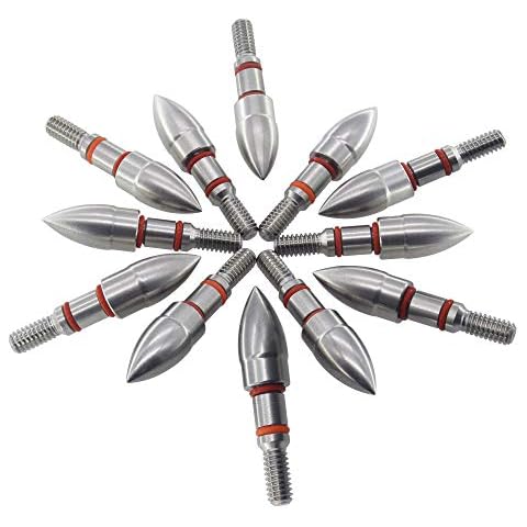 maifield Stainless Steel Archery Field Points, Easy Pull Various Outside Diameter,85/100/125/150 Grains,Screw in Archery Field Tips (19/64" R, 100 Grain, 100 Grain) Cover