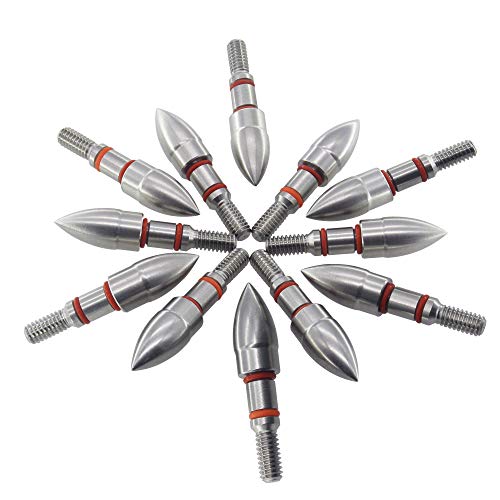 maifield Stainless Steel Archery Field Points, Easy Pull Various OD for 85/100/125/150/175/200/225/250/275/300 Grains,Screw in Archery Field Tips (19/64