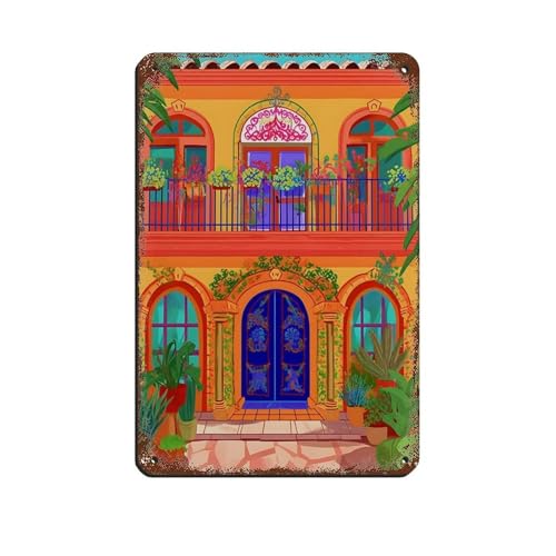 BNCEDJK Plaque en métal vintage Mexique traditionnelle pour pub, club, café, bar, maison, décoration murale, affiche rétro 20 x 30 cm