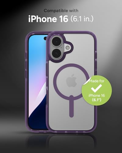 Image of ZAGG Santa Cruz Snap Case for iPhone 16 - MagSafe Compatible, 13ft Military-Grade Drop Protection, Graphene Reinforced, Lightweight, 70% Recycled Content, Clear with Color Accents, Hyacinth Purple
