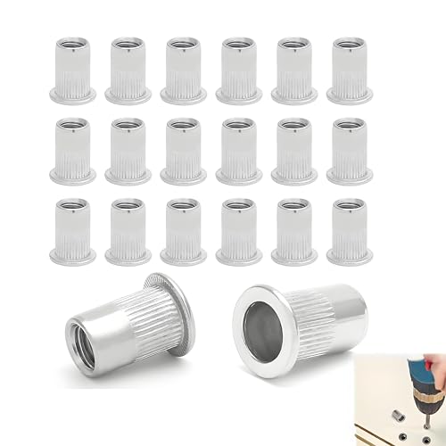 Nietmuttern M6, 70 Stück Edelstahl Blindnietmuttern A2 V2A, Flachkopf Gewindenieten für Bleche, Elektrogeräte und Industrieprodukte, Rostfreie Einnietmuttern mit Präzisionsgewinde, Ideal