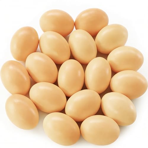 18 pcs Wooden Fake Chicken Eggs for Crafts and Nesting Boxes