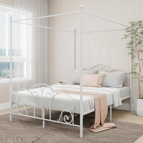 Alazyhome Queen Metal Canopy Bed Frame