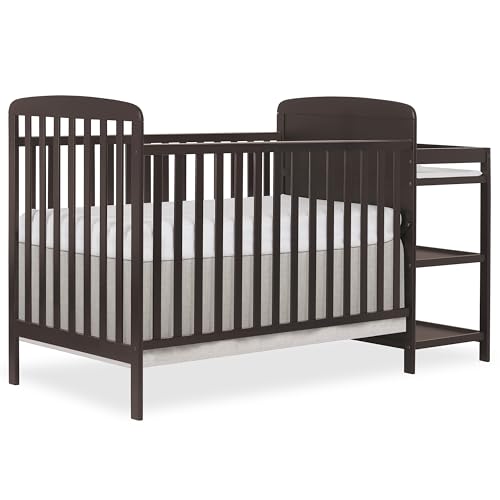 Image of Dream On Me Anna 4 in 1 Full Size Crib and Changing Table Combo in Chocolate Chip, Greenguard & JPMA Certified, Converts from Baby Crib to Toddler Bed and Day Bed