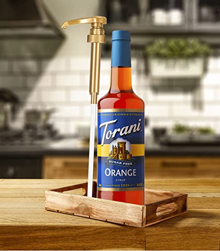 Torani Sugar Free Orange Syrup With Little Squirt Syrup Pump, Glass Bottle 750Ml 25.4 Ounces #TOP2