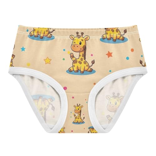 Panties for Girls, Cute Giraffes Beige Toddler Girl Panties, Cotton Underwear for Girls, 2T–8 Years