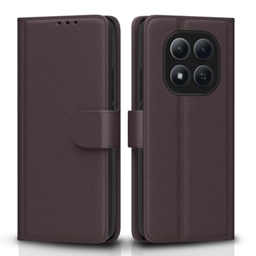 Image of Amazon Basics Flip Cover for Redmi Note 15 Pro 5G Leather Finish | Wallet Stand and Shock Proof | Inside TPU with Card Pockets | Complete Protection Flip Case (Coffee)